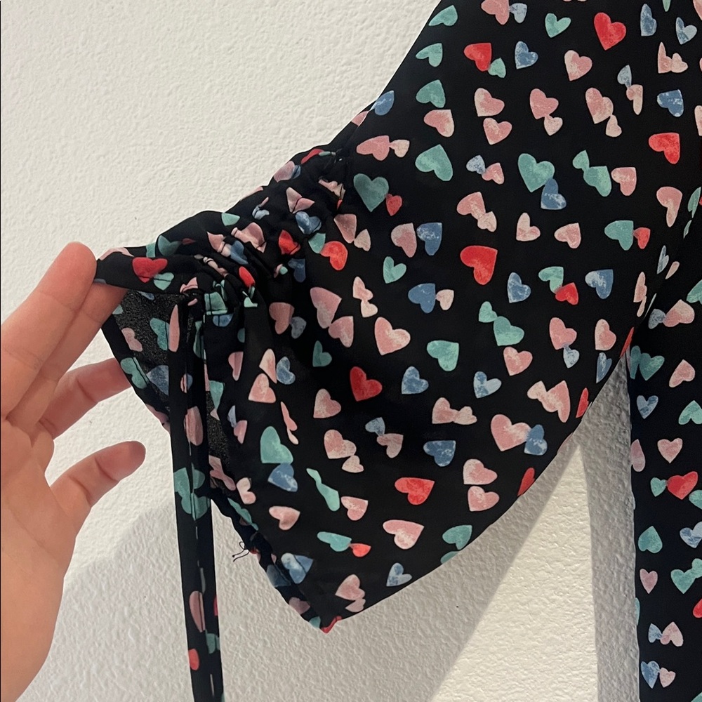 New York & Company Black Heart Print Blouse - Picture 5 of 8